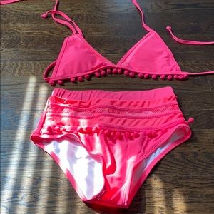 2 piece bikini coral color size small
